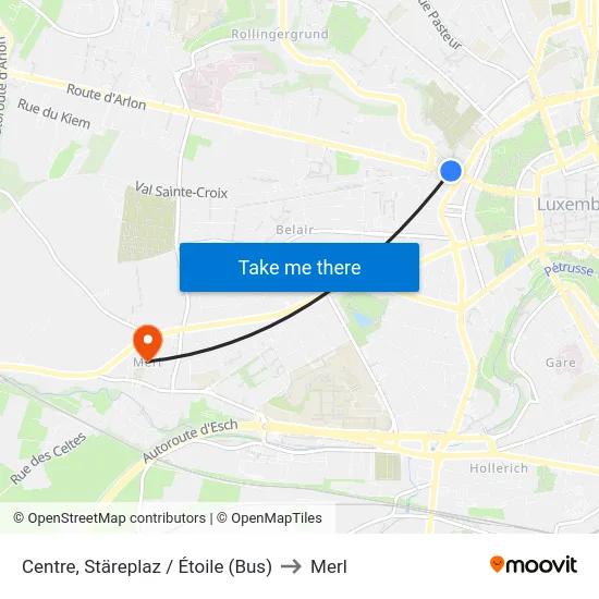 Centre, Stäreplaz / Étoile (Bus) to Merl map