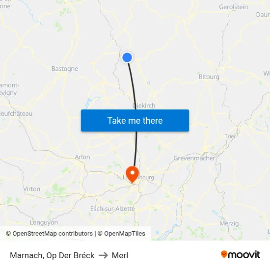 Marnach, Op Der Bréck to Merl map