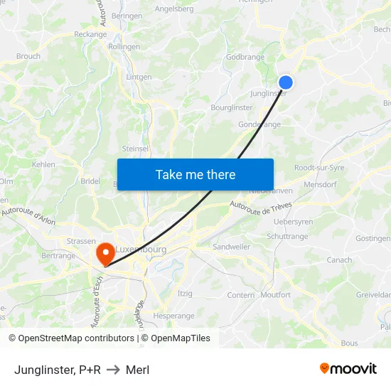 Junglinster, P+R to Merl map