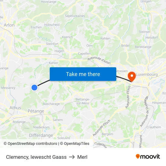 Clemency, Iewescht Gaass to Merl map