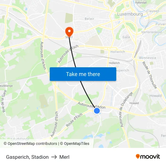 Gasperich, Stadion to Merl map