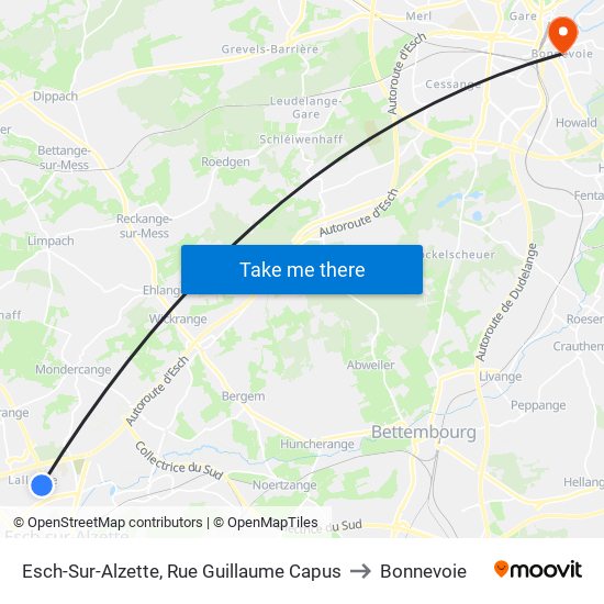 Esch-Sur-Alzette, Rue Guillaume Capus to Bonnevoie map