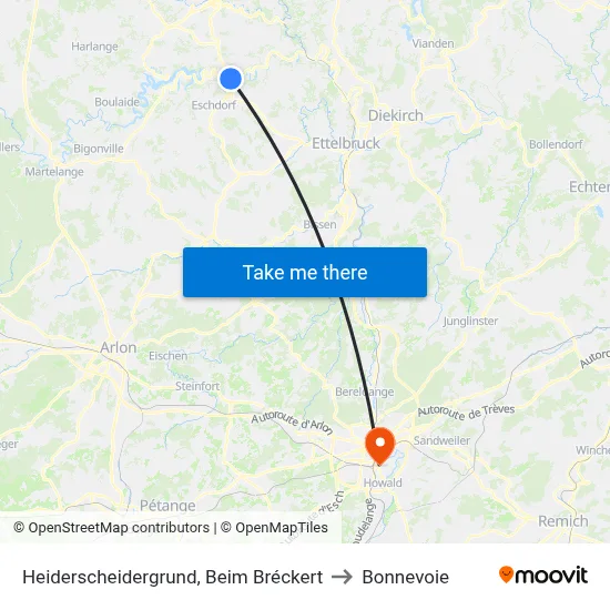 Heiderscheidergrund, Beim Bréckert to Bonnevoie map