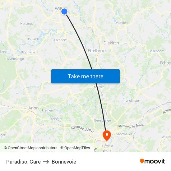 Paradiso, Gare to Bonnevoie map