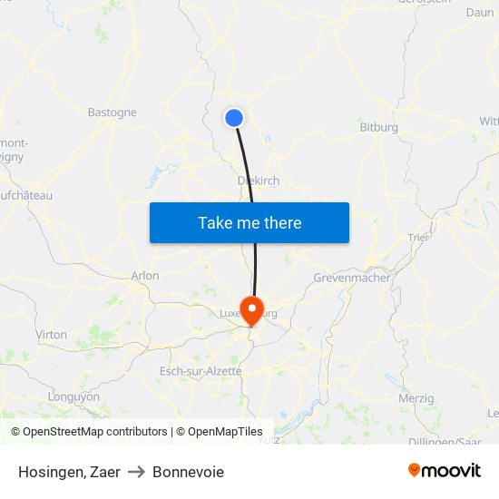 Hosingen, Zaer to Bonnevoie map