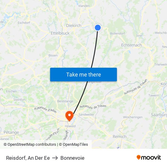 Reisdorf, An Der Ee to Bonnevoie map