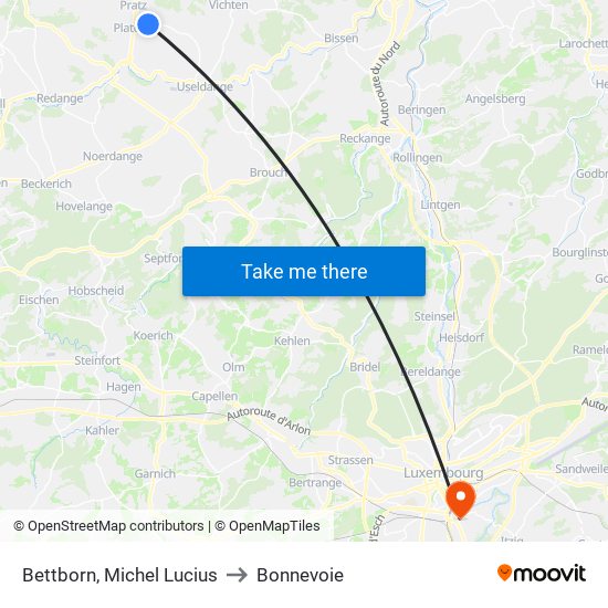 Bettborn, Michel Lucius to Bonnevoie map