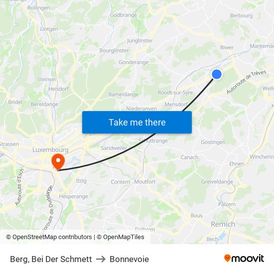 Berg, Bei Der Schmett to Bonnevoie map