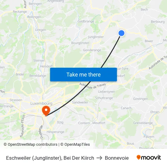 Eschweiler (Junglinster), Bei Der Kiirch to Bonnevoie map