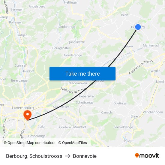 Berbourg, Schoulstrooss to Bonnevoie map