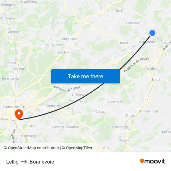 Lellig to Bonnevoie map