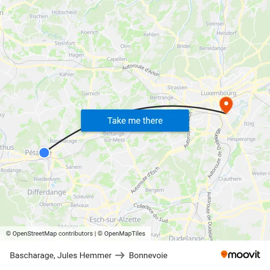 Bascharage, Jules Hemmer to Bonnevoie map