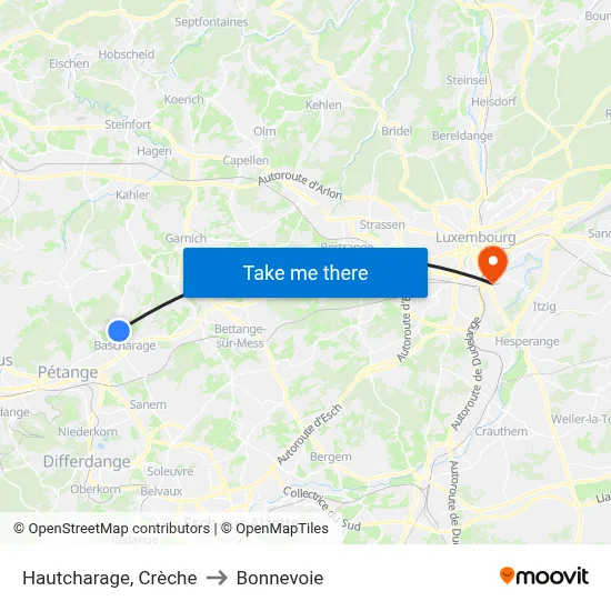 Hautcharage, Crèche to Bonnevoie map
