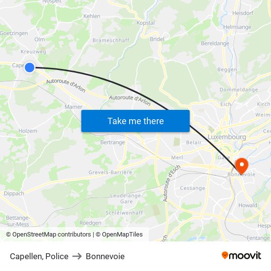 Capellen, Police to Bonnevoie map