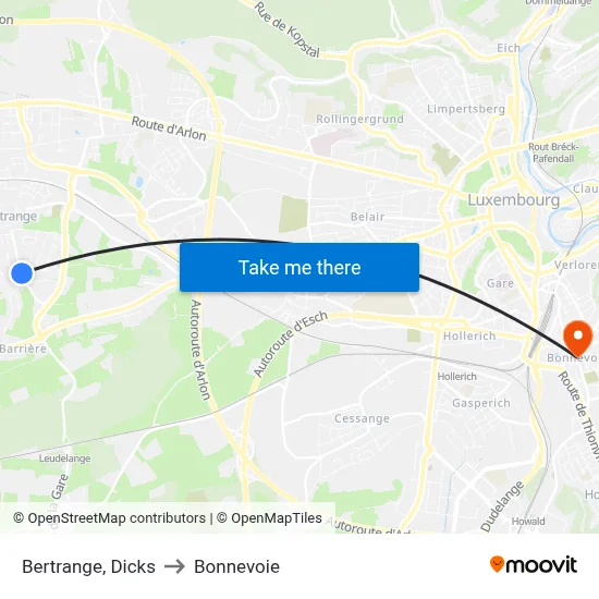 Bertrange, Dicks to Bonnevoie map
