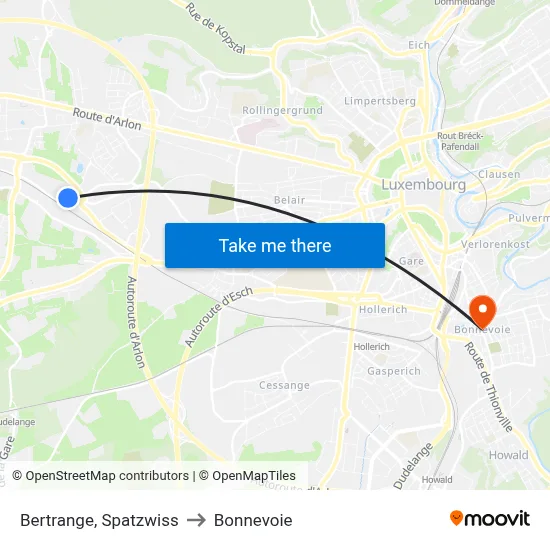 Bertrange, Spatzwiss to Bonnevoie map