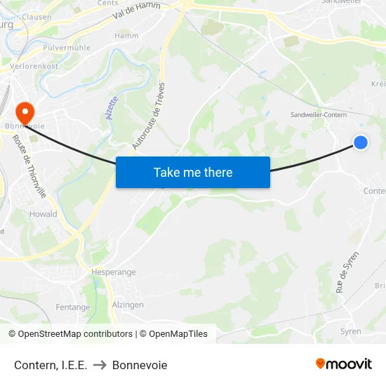 Contern, I.E.E. to Bonnevoie map
