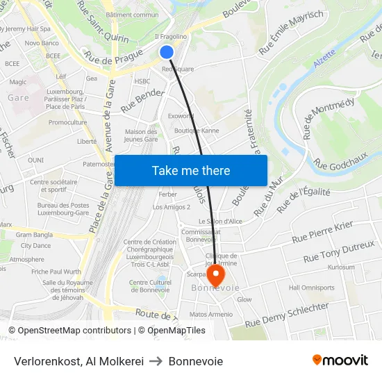 Verlorenkost, Al Molkerei to Bonnevoie map