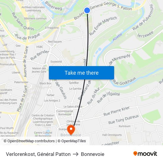 Verlorenkost, Général Patton to Bonnevoie map