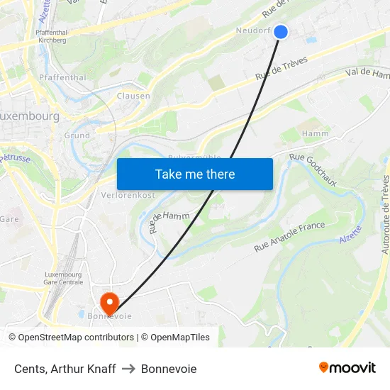 Cents, Arthur Knaff to Bonnevoie map