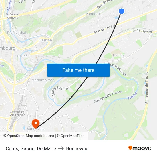 Cents, Gabriel De Marie to Bonnevoie map