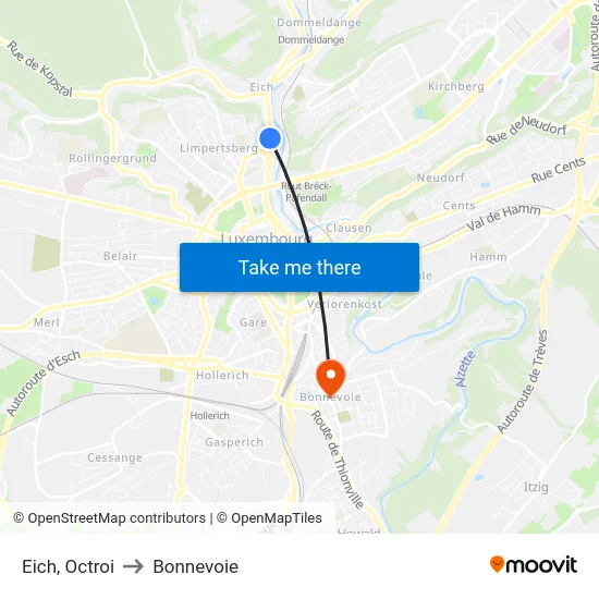 Eich, Octroi to Bonnevoie map