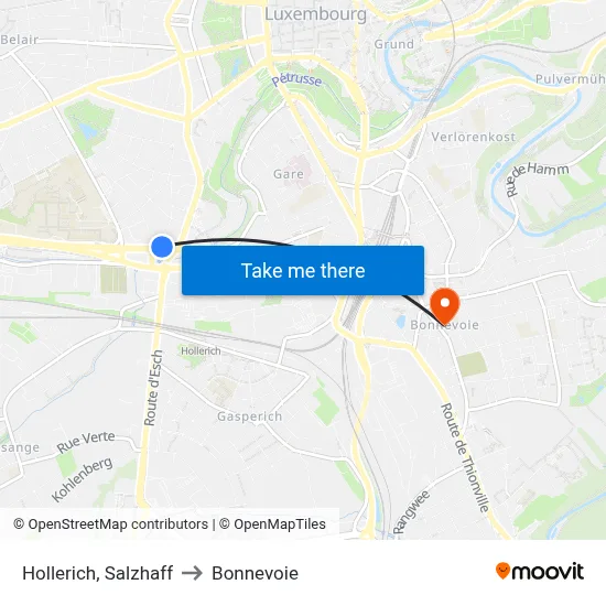 Hollerich, Salzhaff to Bonnevoie map