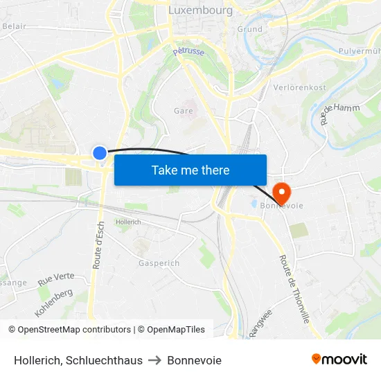 Hollerich, Schluechthaus to Bonnevoie map
