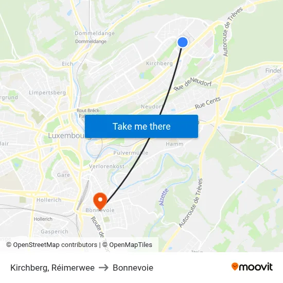 Kirchberg, Réimerwee to Bonnevoie map