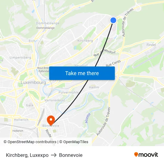 Kirchberg, Luxexpo to Bonnevoie map