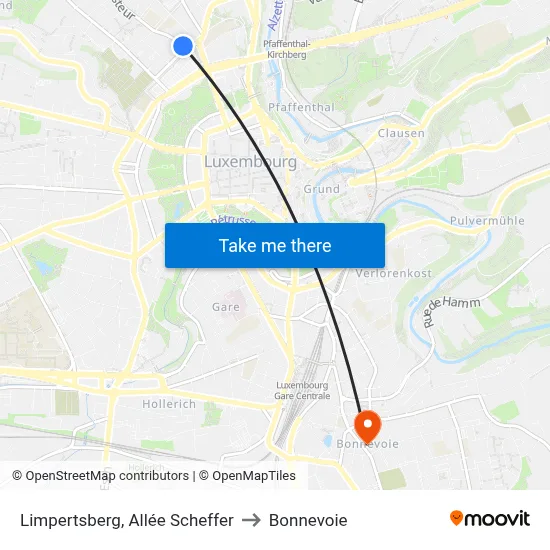 Limpertsberg, Allée Scheffer to Bonnevoie map