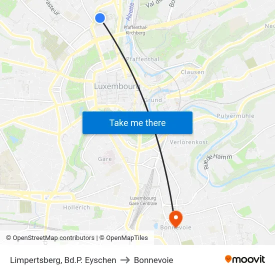 Limpertsberg, Bd.P. Eyschen to Bonnevoie map