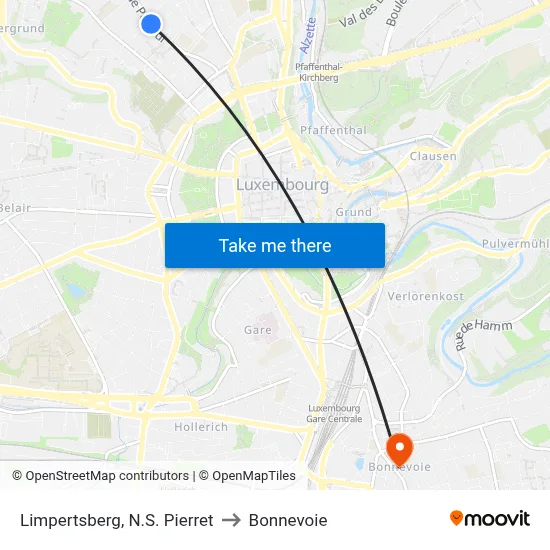 Limpertsberg, N.S. Pierret to Bonnevoie map
