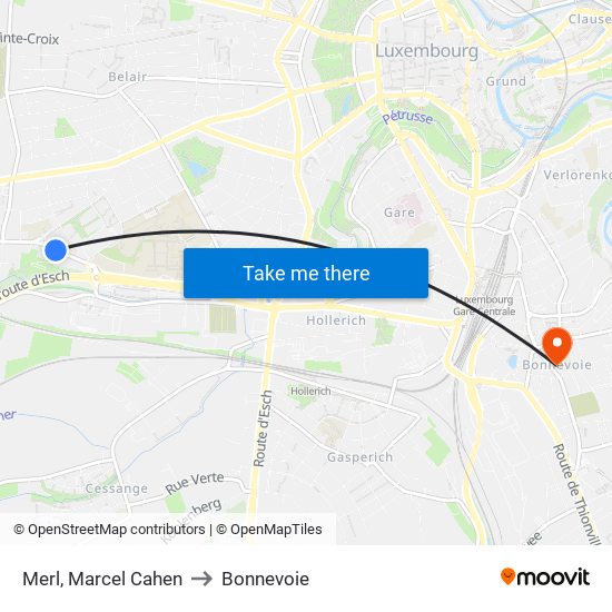 Merl, Marcel Cahen to Bonnevoie map