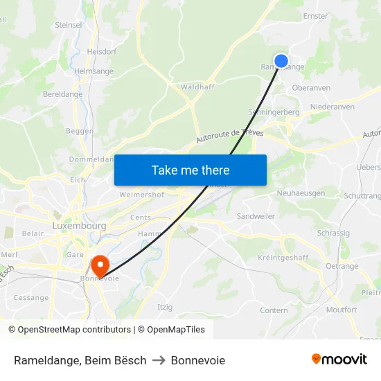 Rameldange, Beim Bësch to Bonnevoie map