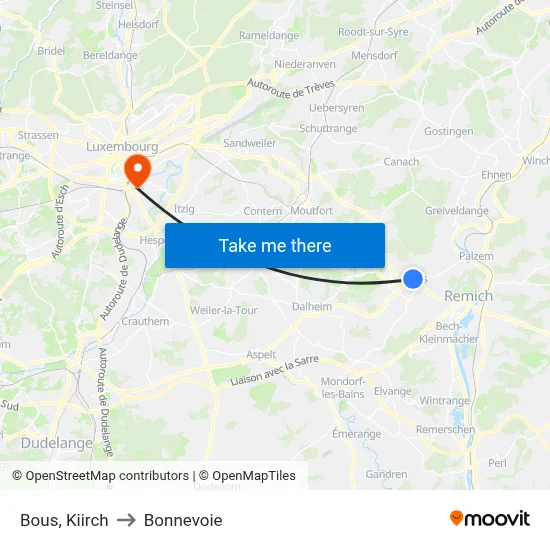 Bous, Kiirch to Bonnevoie map