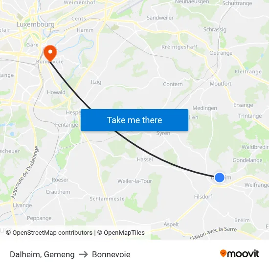 Dalheim, Gemeng to Bonnevoie map