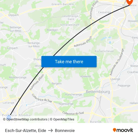 Esch-Sur-Alzette, Eide to Bonnevoie map