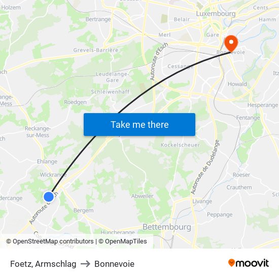 Foetz, Armschlag to Bonnevoie map