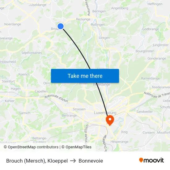 Brouch (Mersch), Kloeppel to Bonnevoie map