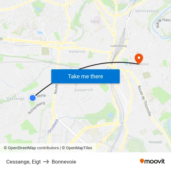 Cessange, Eigt to Bonnevoie map