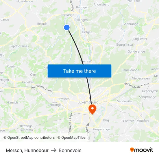 Mersch, Hunnebour to Bonnevoie map