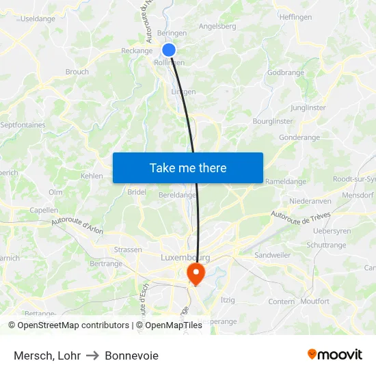 Mersch, Lohr to Bonnevoie map