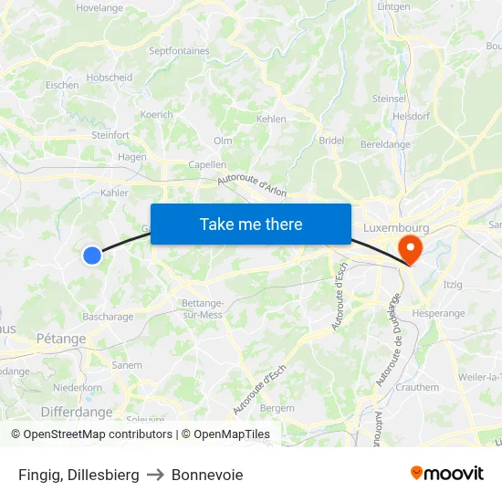 Fingig, Dillesbierg to Bonnevoie map