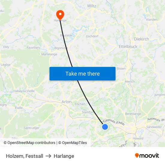 Holzem, Festsall to Harlange map
