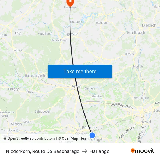 Niederkorn, Route De Bascharage to Harlange map