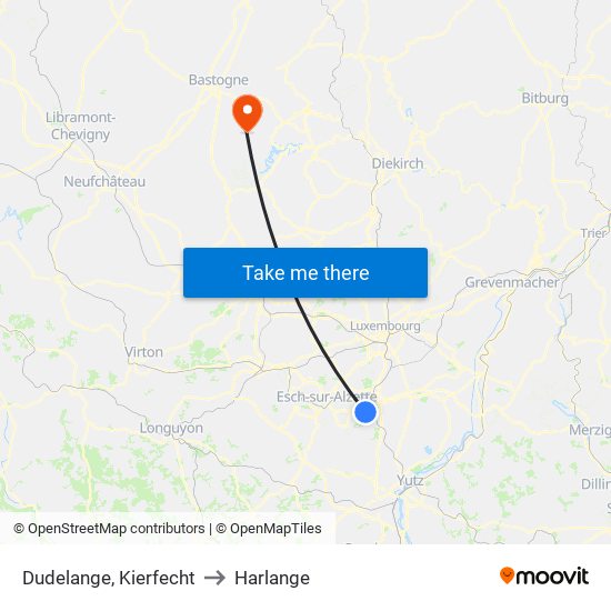 Dudelange, Kierfecht to Harlange map