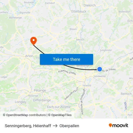 Senningerberg, Héienhaff to Oberpallen map