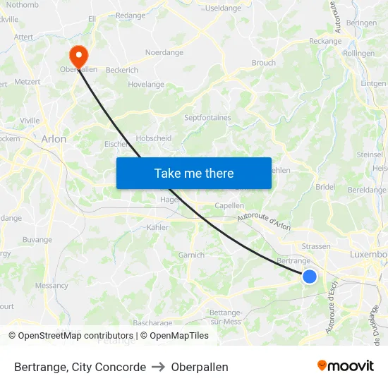 Bertrange, City Concorde to Oberpallen map
