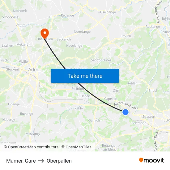 Mamer, Gare to Oberpallen map